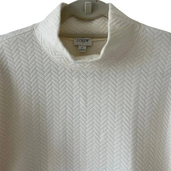 NWT J. Crew Ivory Herringbone Quilted Mock Neck Sweatshirt Small Snap Side - Picture 6 of 16